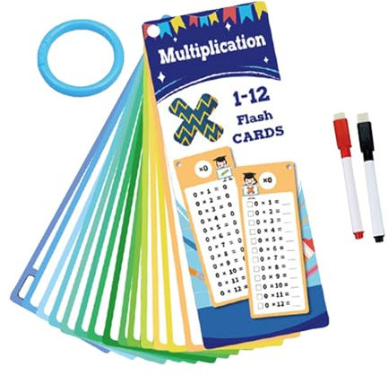 Buerfu Multiplikations -Flash -Karten, Multiplikationstisch -Flash -Karten - Addition Flash Card,2 trockene Stifte, interaktives Lernspiel, doppelseitig für Kinder