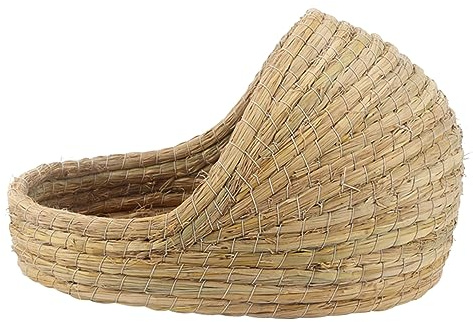Toyvian Nido Tejido de Paja para Mascotas Pequeño, Casa para Hámster y Conejillo de Indias, Tamaño Mediano, Cama Natural Cómoda para Jaula, Hábitat Seguro para Roedores Domésticos