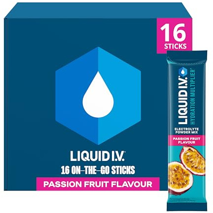 Liquid I.V. Electrolyte Sachets | Passion Fruit | Hydration Electrolyte Powder Mix | 1 Pack (16 Sticks) | 7 Vitamins and Minerals | Vegan