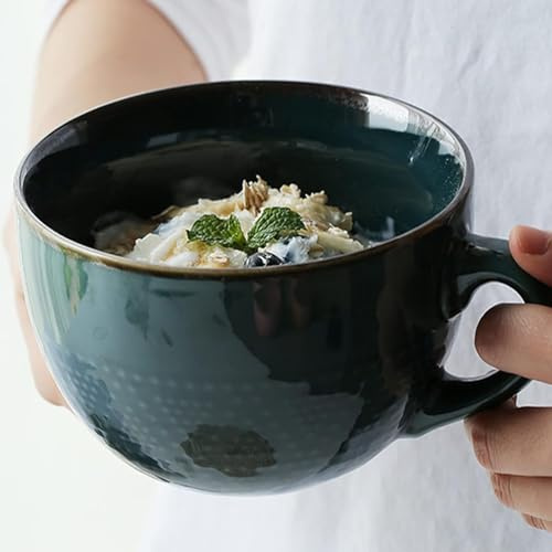Stor keramik kaffemugg, 700 ml, tazza i porslinskeramik, cappuccino, stor keramik kaffemugg XXL med handtag, stor skål för spannmål med handtag, sallad, porslinskaffemugg