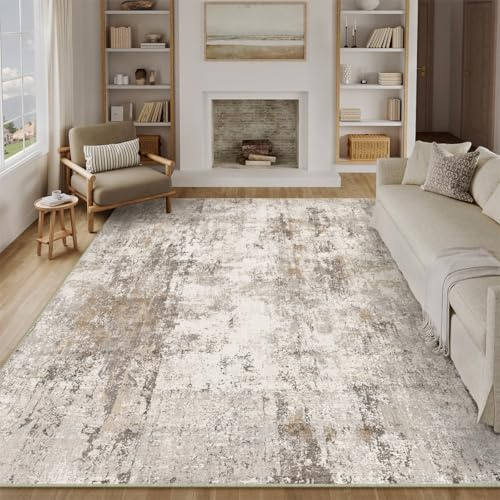 HUGEAR Waschbare Teppiche Gegend Teppich 200 x 300cm Braun Grau Modern Abstrakt Wohnzimmer Schlafzimmer Teppisch Groß rutschfest Kurzflor Weich Rugs for Living Room Carpet for Esszimmer Büro