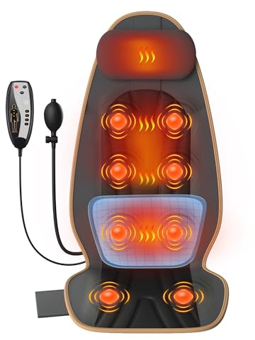 SLOTHMORE Heated Back Massager for Chair, Vibrating Massage Cushion with Heat for Neck, Back & Thighs, Massage Chair Pad for Office Chair, Home Use - Ideal Gifts for Seniors, Parents, Office Workers