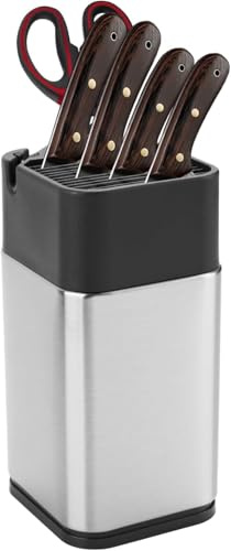 Lnwwrv Portacuchillos de Acero Inoxidable, portacuchillos Cuadrado Universal para Cocina, con Ranura para Tijeras, Ahorro de Espacio, portacuchillos Desmontable, Cuchillas Protectoras