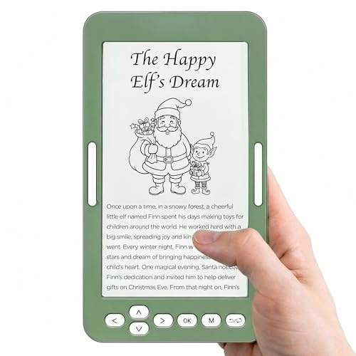 Silvergear Lettore elettronico per bambini con gioco educativo e display E-Ink, memoria da 4 GB, leggero e adatto ai bambini, 13,7 x 7,55 x 0,84 cm, verde Matcha
