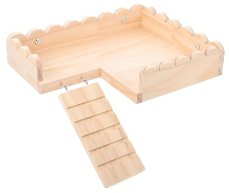 SHINEOFI Plateforme de Saut en Bois pour Hamster et Cochon d'Inde Échelle Intégrée, Grosse Taille, Jouet pour Cage D’Animaux de Compagnie, Accessoire Ludique pour Petits Rongeurs