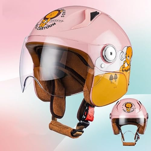 Barnmotorcykelhjälm, Scooterhjälm, Jethjälm Med Solskydd, Scooterhjälm För Flickor, Öppen Halvhjälm För Pojkar Och Flickor I Åldrarna 3-12, ECE 22.06-Godkänd 6,L/(49~52cm)