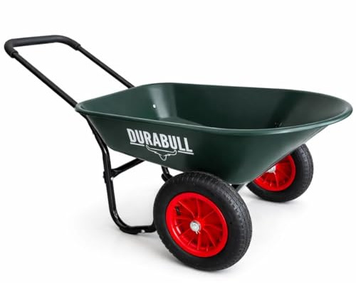 Durabull Carriola da giardino a 2 ruote, 78 litri, resistente, design stabile con doppia ruota, telaio in acciaio, peso 12 kg