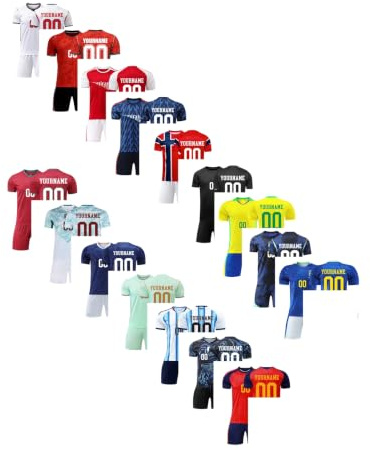Personalised Football Shirt 2026 Kids and Adult Home/Away DIY Men's Boy's Soccer Jerseys Youth Trainshirts T Shirt, Short and Socks Set Fans Football Gifts