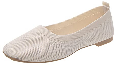 Ballerines d'été pour femme, mocassins, élégantes, sportives, à lanières, tricotées, confortables, bout rond, antidérapantes, chaussures plates à enfiler, O blanc., 40 EU