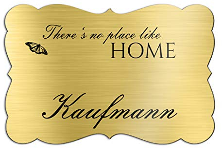 Klingelschild Türschild mit Gravur 12x7,5 cm versch. Farben und Edelstahl oder Messing-Optik selbstklebend Briefkasten-Schild Namensschilder für die Haustür mit Namen und Motiven