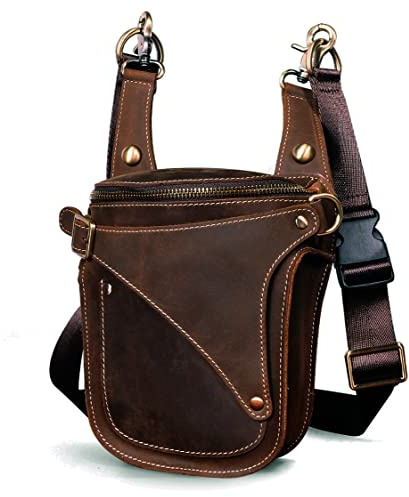 Le'aokuu Uomini Vera Pelle Marsupio per Moto Borsa a Tracolla Messenger a Spalla 9326