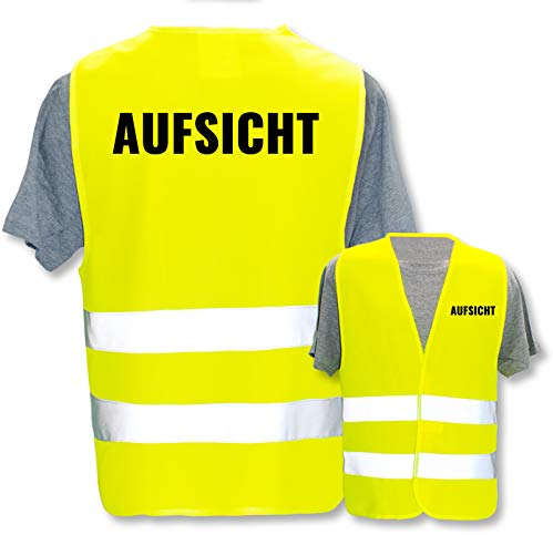 Bedruckte Marken-Warnwesten mit ISO-Leuchtstreifen * Standard- oder Reflex-Druck * Schule, Warnweste Begriffe Schule:Aufsicht, Farbe + Größe:Gelb (XL/XXL)