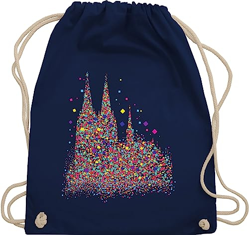 Turnbeutel Rucksack - & - Taschen - Kölner Dom Konfetti I Karneval I Fasching - Unisize - Navy Blau - köln geschenke karnevalsbeutel faschings koln beutel souvenir karnevalstasche karnevals kölle