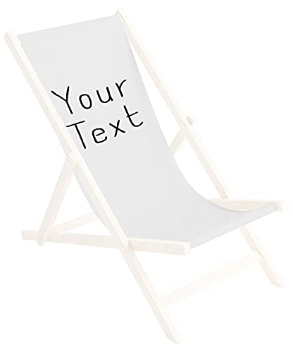 Ferocity Ersatz-Stoffbezug Wechselbarer Liegestuhl Stoffbezug 100% Polyester für Holz-Liegestuhl Klappliegestuhl Personalisierbar Your Text Weiß [119]
