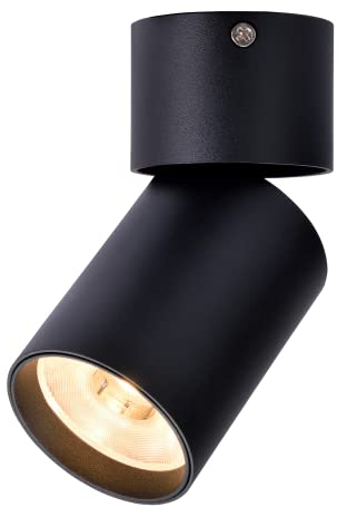 Foco LED Lámpara de pared de techo moderna 15W CRI> 90 Vertical Horizontal girada, ø60mm 3000K Blanco cálido para sala de estar Oficina Comercial Habitación infantil Cocina, Negro