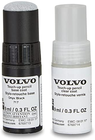 Volvo Original 717 Onyx Black Lackstift Set - 9ml Basislack, 9ml Klarlack - Lackreparatur Set Ausbesserungslack schwarz 31424063