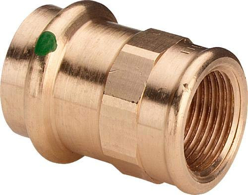 Sanpress Übergangsstück IG 15 mm x 1/2 IG Rotguss – Pressfitting für Trinkwasser & Heizungsinstallation – SC-Contur – DVGW zertifiziert