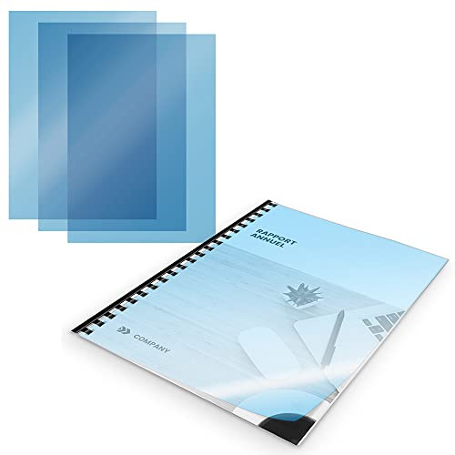 Waytex A78241B Couverture de Reliure A4 Transparentes en PVC 200 microns Pack de 100 Bleu transparent