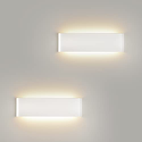 Mille Lucciole Applique da parete Interno 18W Lampada da Parete Moderno 2160LM Applique LED 4500K Bianco Neutro Lampada da Parete LED 31CM Lampada a Muro Per Soggiorno Camera da Letto【2 Pezzi Bianco】