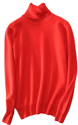 Disimlarl Dam höst varm mink kashmir mjuk polokrage tröjor pullovers, Orange, 3XL