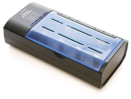 LLOYTRON Universal Home Battery Charger for AA/AAA/C/D / 9V (PP3) NiMh Rechargeable Batteries - Charge Individual Batteries at Once - B1531 - Black