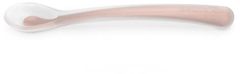 Suavinex, Cucchiaio in Silicone per Bambini +4 Mesi, Cucchiaio per Imparare, Morbido, per Gengive Sensibili, con Manico Lungo, Lavabile in Lavastoviglie, Color Essence Nude