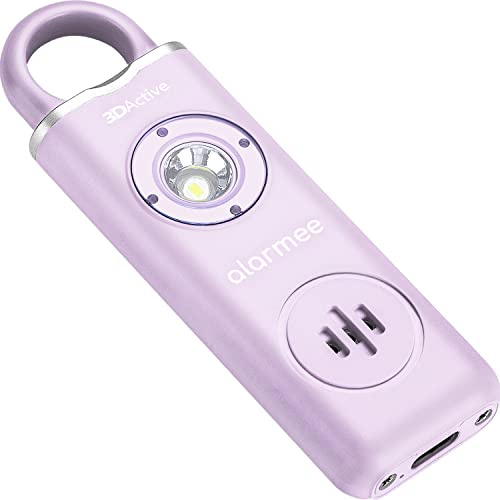 3DActive Alarmee Rechargeable Personal Safety Alarm for Women, Teens & Elderly, Pocket Size 130dB Loud Siren with LED Light - Lavender