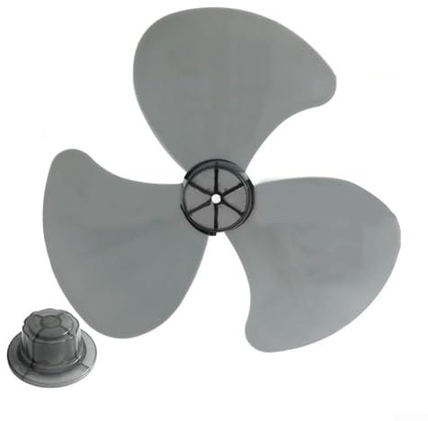 16 Inch Household Plastic Fan Blade three Leaves with Nut Cover for Pedestal, Plastic Fan Blade Replacement Leaves (black)