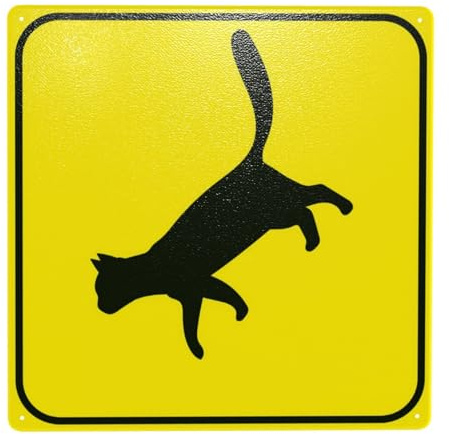Cat Crossing Sign varningsskylt, 30 cm x 30 cm säkerhetsskyltar av metall, skyltar för inomhus- och utomhusväggdekoration säkerhetsskyltar
