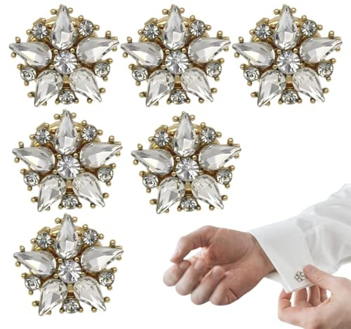 6 Piezas De Cubiertas De Botones De Diamantes De Imitación, Cubiertas De Botones Con Clip Desmontables, Botones De Clip Para Camisa, Joyas, Accesorios De Ropa Elegantes Para Mujeres Y Hombres