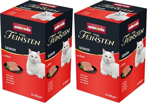 Nourriture Humide pour Chat Senior de la Plus Haute qualité avec bœuf (6 x 100 g), Nourriture pour Chat à partir de 7 Ans de la Marque animonda, sans céréales ni Sucre, ingrédients Frais et charnus