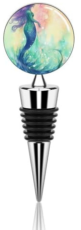 Beautiful Mermaid Tail Wine Bottle Stoppers Reusable Zinc Alloy Champagne Stoppers Funny Cute Wine Bottle Corks Stoppers with Silicone,Wine Accessories Gifts for Men Women