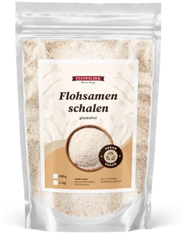 Feinwälder Ciotole per semi di psillio da 1 kg – ciotole intere – Alto contenuto di fibre – Qualità Premium – Per nutrizione e cottura – Vegano