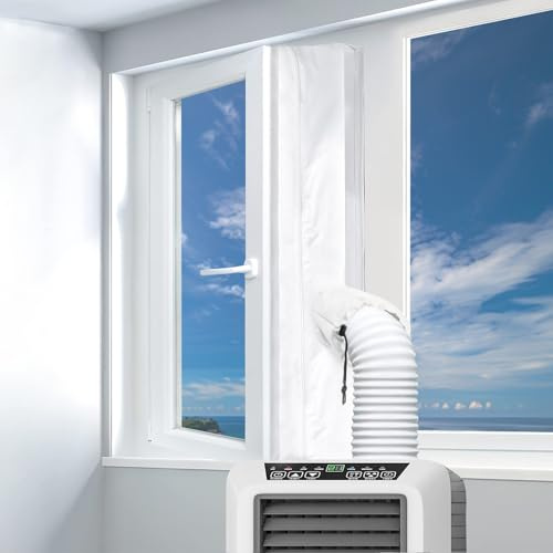 FSAIYIJ Portable Air Conditioner Window Seal 400CM for Casement Windows, AC Window Seal Kit with Adjustable Cuff and Double Zipper, Fits 5.5-6.5 Inch Exhaust Hoses