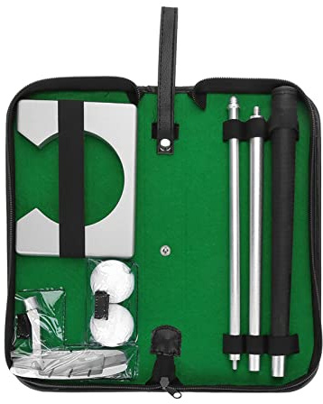 Qqmora Golfputtkopp-set med Lättvikts-putter och Målställ i trä för Inomhusträning Utomhus, Innehåller 2 Gummibollar och Bärväska