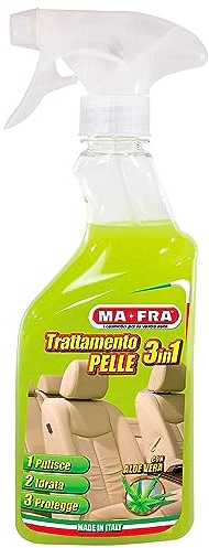 MAFRA, Trattamento 3in1 Pelle, Pulisce, Idrata e Protegge Sedili e Tappezzeria in Pelle Interni Auto, con Aloe Vera e Cere Naturali, Previene la Formazione di Grinze e Screpolature, Formato 500ml