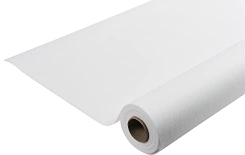 Pro Nappe Mantel desechable de Tela Hilado, Rollo de 10 m de Largo x 1,20 m de Ancho, Material Resistente al desgarro, Repelente al Agua y fácil de Limpiar, Color Blanco