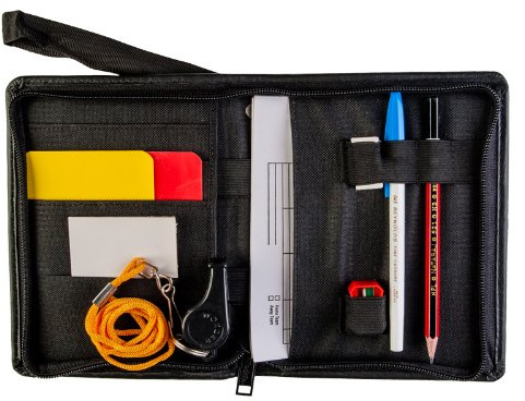Football Officials Referee Essentials Wallet Red/yellow Cards Whistle Pencil