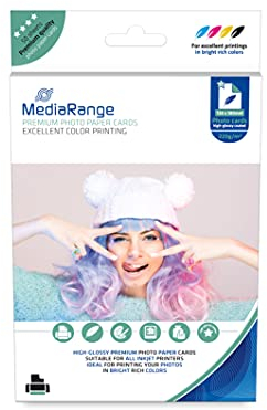 MediaRange 130x180mm Fotopapier-Karten, hochglänzend, 220g, 50 Blatt
