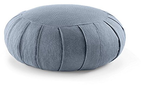 Lotuscrafts Zafu Meditationskissen Yogakissen Zen - Sitzhöhe 15cm - Yoga Zafukissen mit Dinkelfüllung - Waschbarer Bezug aus Bio-Baumwolle - GOTS Zertifiziert (Kornblume)