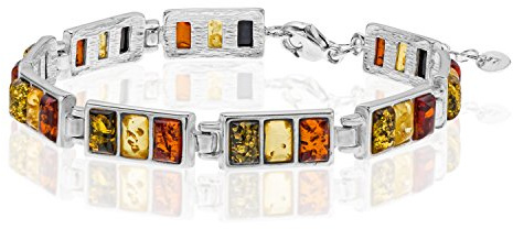 Copal Bracciale Da Donna In Ambra E Argento Sterling Regolabile Da 19cm A 22cm