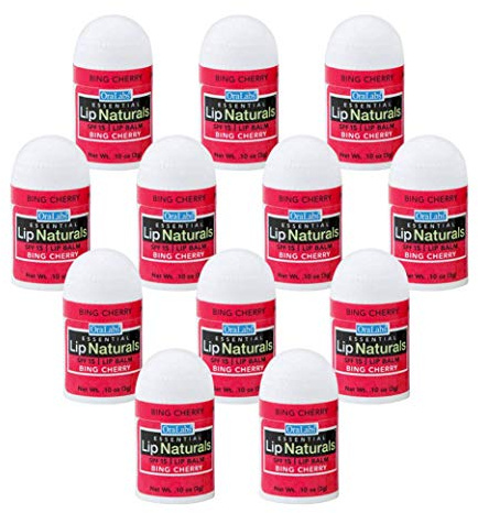 Lip Naturals® | Mini Bing Cherry Lip Balm with Sunscreen (SPF-15) | Made in USA with Beeswax & Coconut Oil | 12-Count Mini Lip Balm Pack with Bing Cherry Flavor (0.10oz/3g Each)