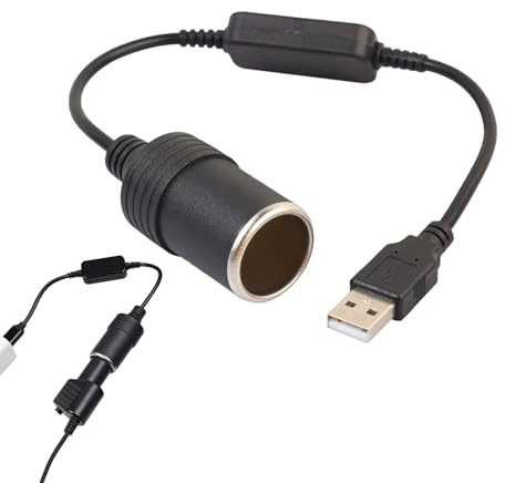 5V USB Macho A 12V Convertidor de Adaptador de Encendido,Adaptador de Encendedor de Cigarrillos USB,Convertidor de Coche Hembra 5 V USB a Macho a 12 V,Conector de Encendedor de Cigarrillos