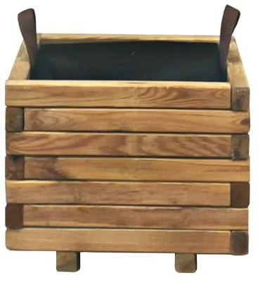 TheGoodGarden Fioriera in Legno da Esterno 40x40x30 cm – Cubo per Giardino e Terrazzo – Legno di Conifera Impregnato in Autoclave – Fioriera Quadrata con TNT e Manici – Pronta all'Uso
