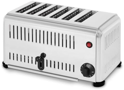 FJYAWEN Tostadora Comercial De 4/6 Ranuras, Tostadora De Acero Inoxidable De Ranura Ancha para 4/6 Rebanadas con Función De Temporizador, Bandeja para Migas Extraíble,6Slot