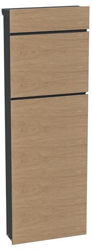 SCHARTEC Buzón de pie independiente SPB-9 con diseño de madera, de pie, grande, con pie (sin compartimento para periódicos separado)