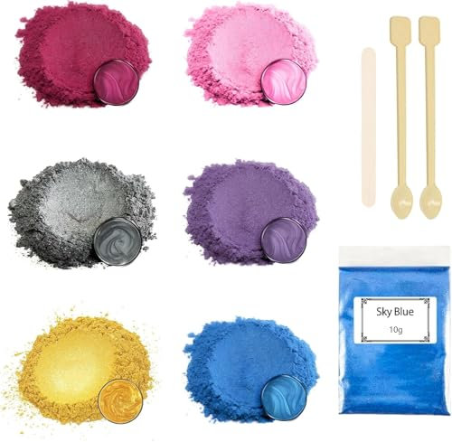 Altaroo 6 Epoxidharz Farbe 10g, Mica Powder, Kerzen Selber Machen Set, Farbpigmente für Gießpulver, Badebomben Selber Machen