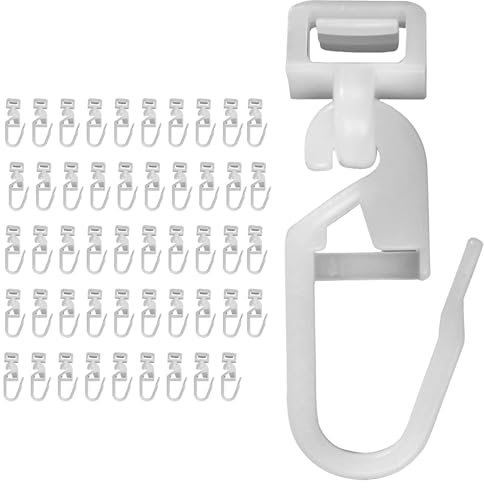 SSKHE Practical Curtain Hooks Plastic White Curtain Track Sliders Folding Hooks Durable Sliding Hook Replacement For Volvo Man Iveco (50Pcs)
