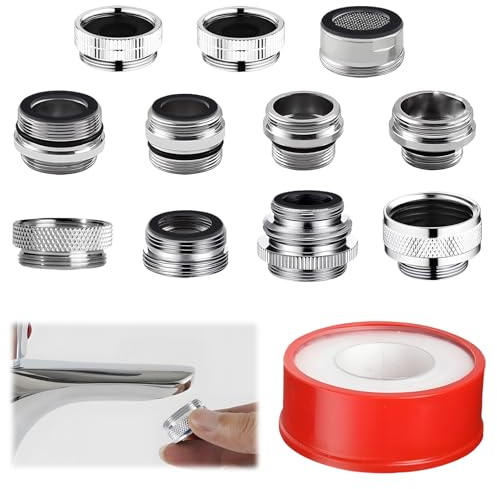 Lot de 16 adaptateurs de robinet, CNYMANY 27T pour aérateur de cuisine mâle et femelle Adaptateur de robinet d'évier Connexion tuyau d'arrosage Filtre à eau Tuyau standard via inverseur