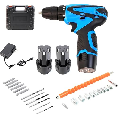 VOLTIX Trapano Avvitatore a Batteria 12V, 2 Batterie al Litio, 24 Accessori, LED Luce, Velocità Regolabile 600/1300 giri/min, 18+1 Frizione Regolabile, Set Completo per Fai da Te e Lavori